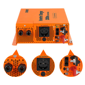 CREABEST 2000W Convertisseur 12V 220V Pur Sinus pour Camping Car, Caravane, avec MPS & Chargeur 80A & Câble-convertisseur 35 mm²