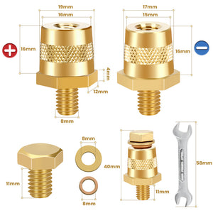 Paire d'adaptateurs de Batterie en Laiton M8, bornes de Batterie, avec outil d'installation