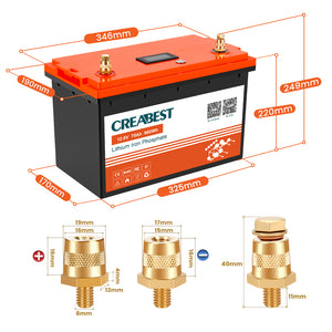 CREABEST Batterie LiFePO4 75Ah 12.8V pour Camping-car, Caravane, Moteur electrique bateau, avec Bluetooth