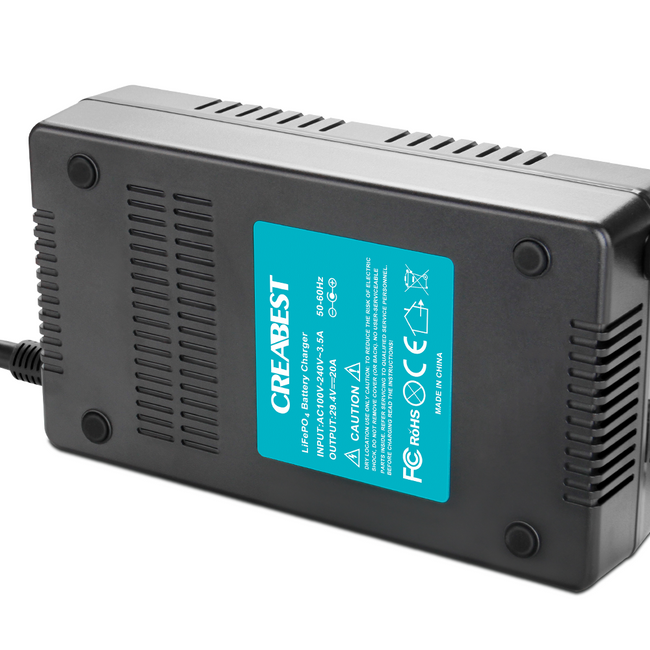 Chargeur LiFePO4 24V 20A 29,2V - Pour Batterie Lithium Fer Phosphate, Recharge Rapide, Sécurisé, Avec Indicateurs - 1