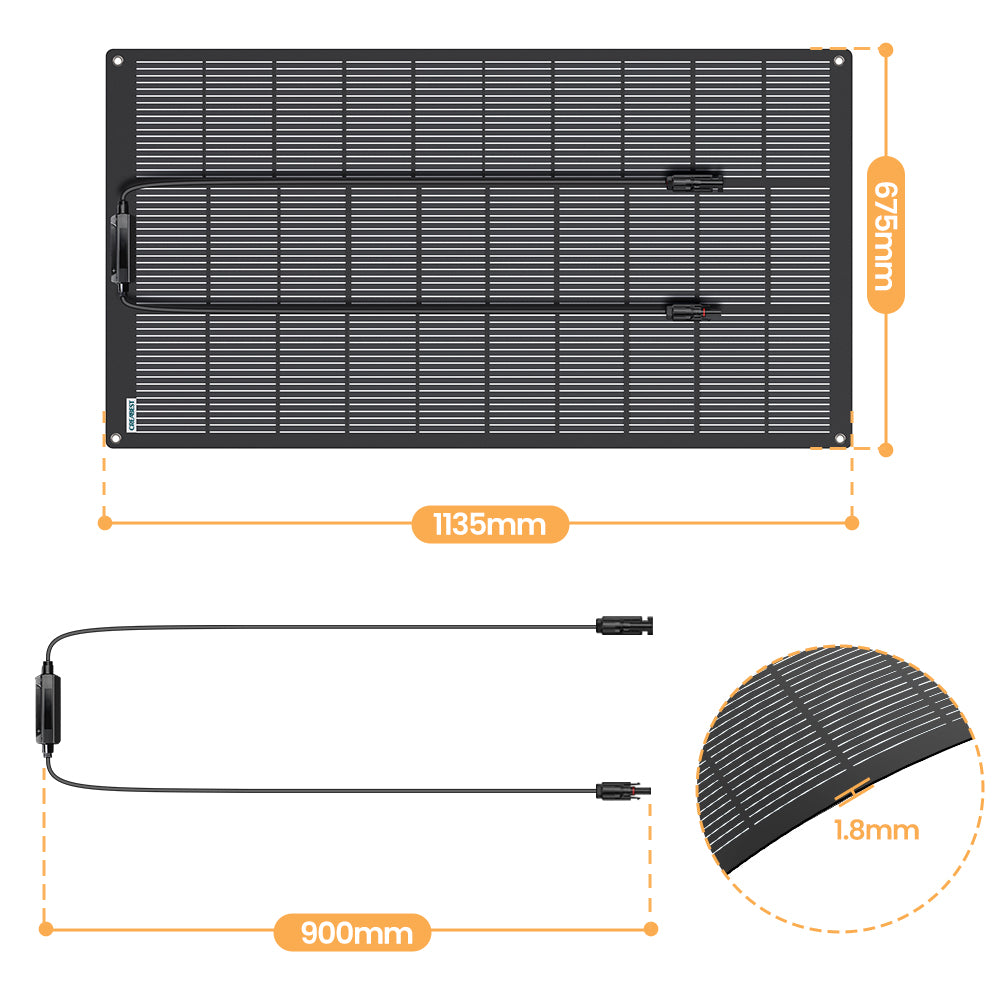 size Panneau Solaire Flexible 150W