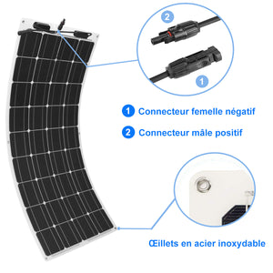Panneau Solaire Souple 100W Monocristallin idéal pour Camping-car, Caravane, Bateau