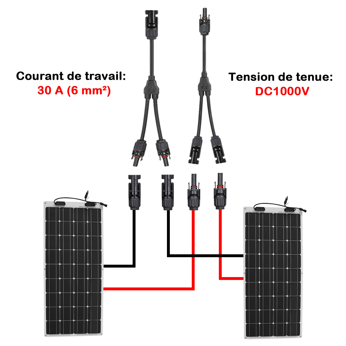 Photovoltaique Câble Mâle/Femelle Connecteur Solaire PV Connecteur Solaire  Photovoltaïque pour Panneaux Solaires Cable Accessoires(10 Paires) :  : Commerce, Industrie et Science