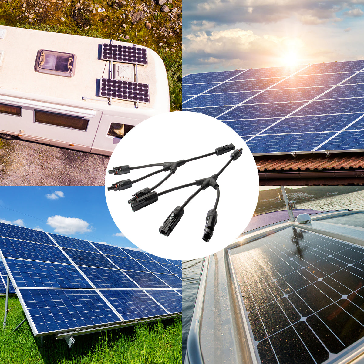 Connecteur solaire 2 pouces 1 y connecteur photovoltaïque connecteur  parallèle solaire mâle à femelle avec câble solaire de 4mm2 kits solaires  de bricolage