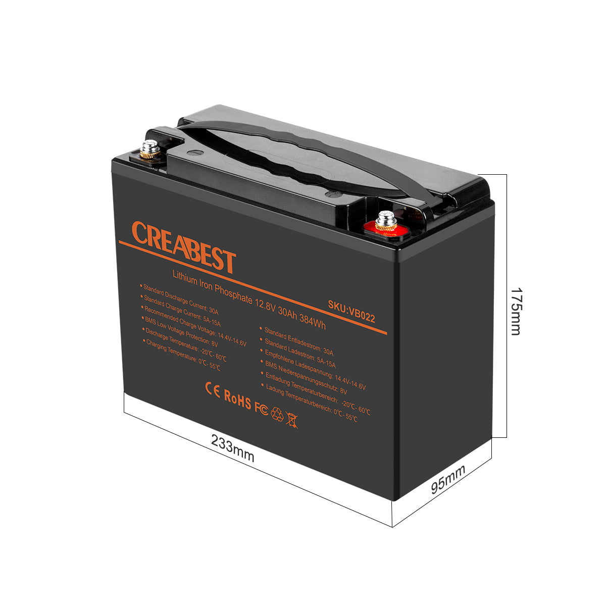 batterie lifepo4 Batterie de démarrage de la batterie de voiture au lithium  LFP60B24R 12V 30Ah LiFePO4 : : Commerce, Industrie et Science