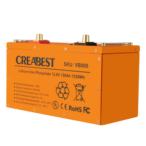 Batterie LiFePO4 120Ah 12.8 V pour camping-car caravane camping bateau lithium fer phosphate