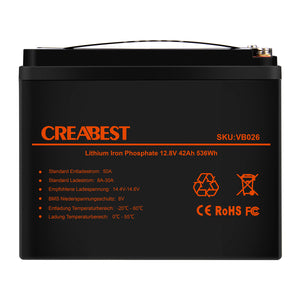 Batterie LiFePO4 42Ah 12.8V pour camping-car caravane camping bateau hors réseau
