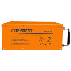 Batterie LiFePO4 258Ah 12.8V pour camping-car caravane camping bateau avec Bluetooth Smartphone APP