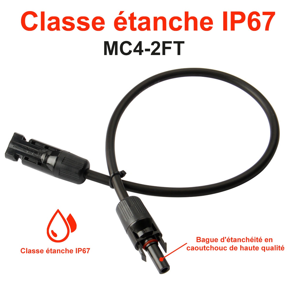 Creabest Câble solaire Prise MC4 Câble d'extension de câblage 10AWG (6 –